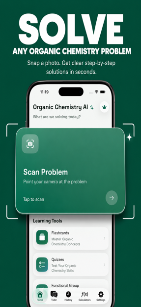 Scan Problem card: point your camera at the organic chemistry problem